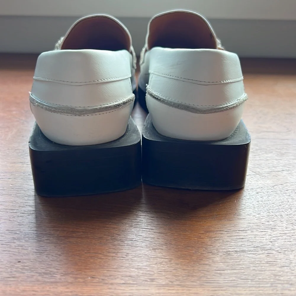 GANNI Crystal Embellish white leather loafers - Picture 3 of 7